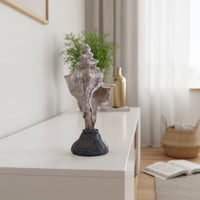 Coastal Resin Ornament with Pedestal Vintage Tabletop Ornament Distressed Pedestal Stand Freestanding for Shelf, Entryway, Bathroom