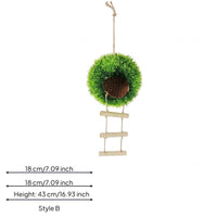 Hanging Bird Hideout Natural Wood Pet Accessory Green