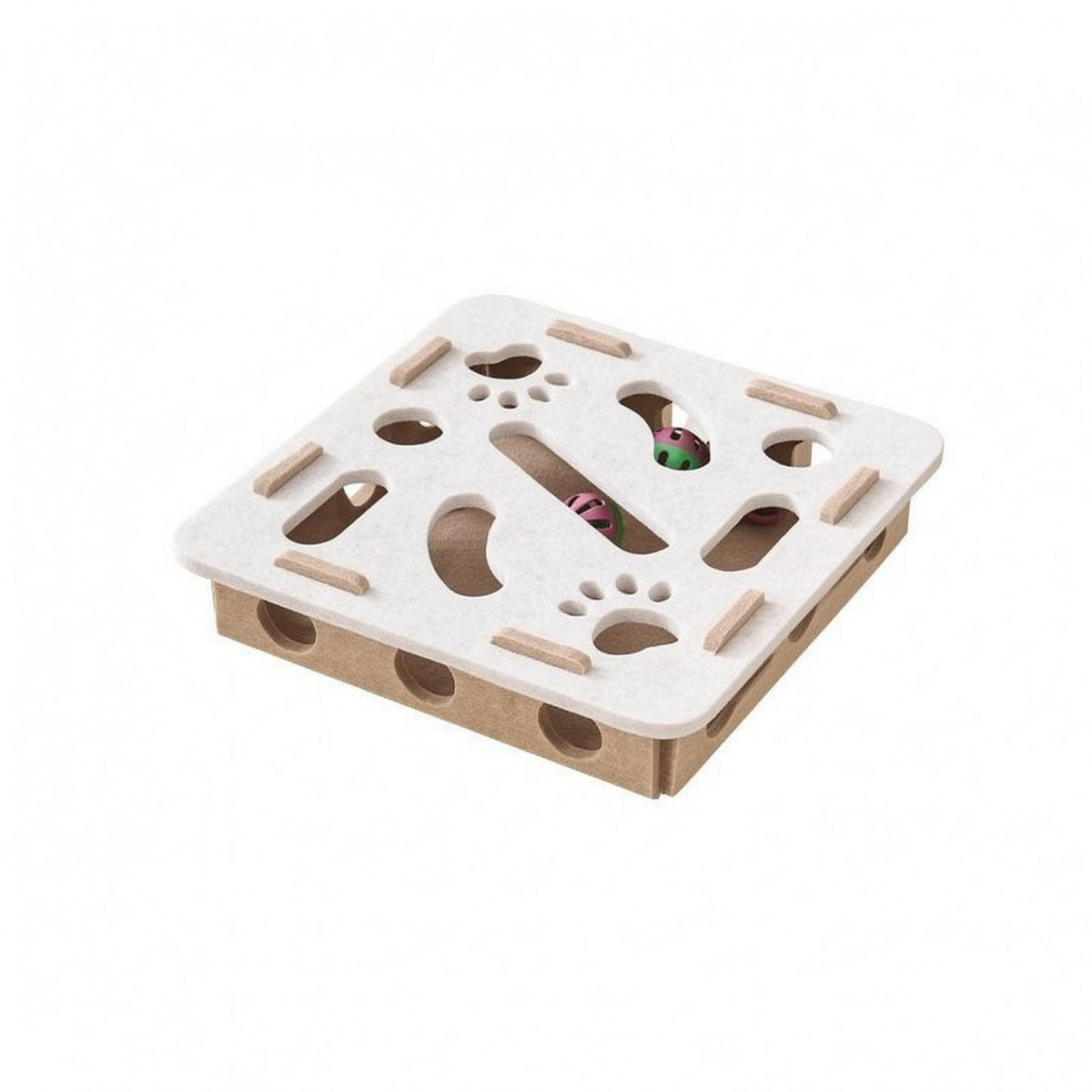 Layered Design Feline Play Maze Box Mental Stimulation Felt Feline Maze Toy Easy to Clean