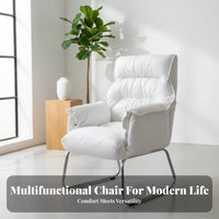 Foldable Design Padded Recliner with Footrest Adjustable Backrest Padded Chair with Footrest Sturdy Frame Armchair Stain-Resistant Textile for Students, Office Workers, Readers, Bedroom, Reading Nook