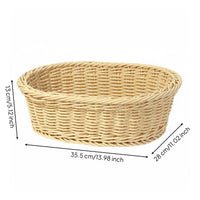 Oval Wicker Basket Tight Weave Bread Basket Easy to Clean Household Organizer for Dining Table