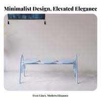 Long Backless Stool Indoor & Exteriordoor Wavy Seat Bench Creamy Look Minimalist Aesthetic for Families, Business Owners