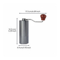 Stainless Steel Burr Portable Coffee Bean Grinder Adjustable Grind Size Manual Coffee Grinder Solid Wood Handle for Baristas, Travel, Office