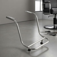 Steel Footrest Bracket Curved Barber Chair Footrest Replacement Foot Rest Chrome Finish Salon Hardware Rubber Feet