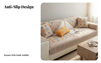 Non-Slip Backing Bohemian Design Aesthetic Sofa Pad Year-Round Comfort Couch Cover Machine Washable Home Textile Skin-Friendly for Decor Enthusiasts, Homeowners, Families with Kids, Living Room, Lounge Area