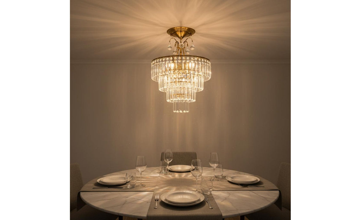 Round Crystal Ceiling Light Modern Crystal Flush Mount Light Indoor Lighting for Corridor, Hallway, Entryway, Dining Room