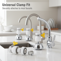 Lotus Shower Faucet Water Filter with Splash Guard and Rotatable Extension for Kitchen