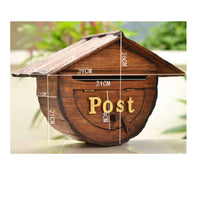 Rainproof Vintage Mailbox Decorative Wooden Mailbox Rustic Vintage Post Box Waterproof for Porch, Garden
