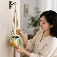 Macrame Plant Hanger, Hand-Woven Macrame Plant Hanger for Home Decor Fiber Hanging Planter, Sturdy European Design