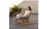 Teak Rattan Chair Comfortable Cushion Outdoor Woven Armchair Wicker Lounge Chair Easy Assembly Garden Furniture Long-Lasting