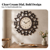 Openwork Radiating Wall Clock Antique Finish Round Wall Clock Textured Home Decor Decorative