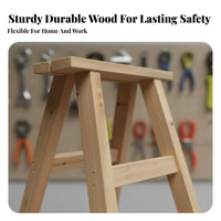 Solid Wood Folding Ladder Foldable Wooden V-Shaped Ladder Heavy Duty Climbing Aid for Construction Workers, DIY Enthusiasts, Warehouse, Garden