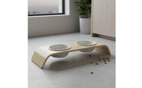 Tilted Ceramic Feline Bowls Neck-Friendly Double Pet Bowl Stand Dishwasher Safe