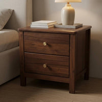Solid Wood Bedside Cabinet Two-Drawer Nightstand Rounded Edges Bedroom Furniture for Beside Bed