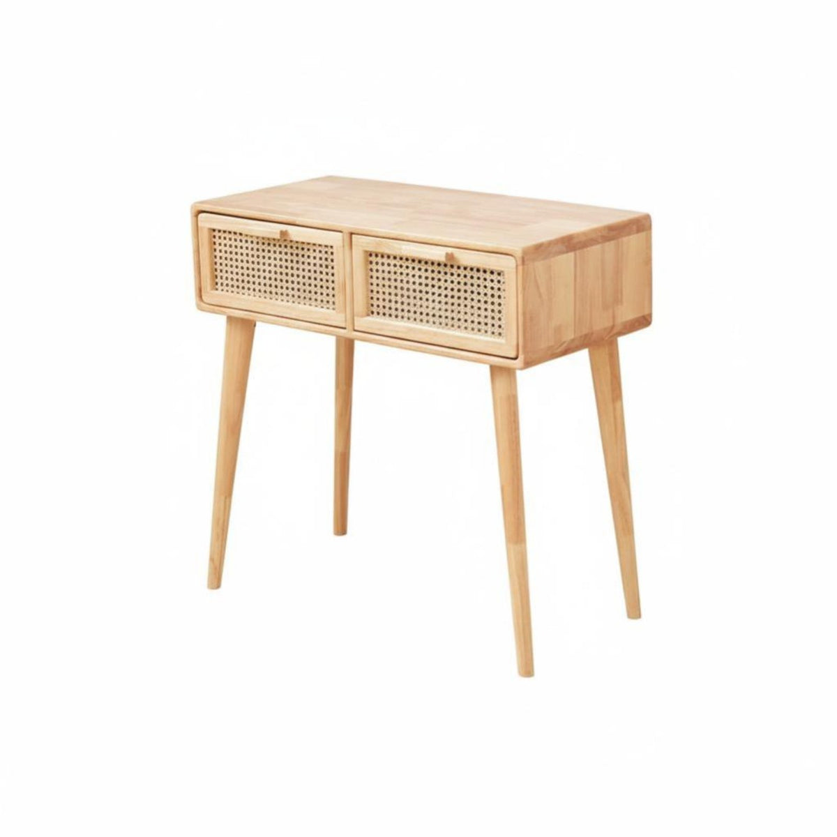Multi-Purpose Design Desk with Storage Modern Design Cane Woven Mesh Desk Rattan Accents Vanity Table Woven Drawer Fronts for Students, Adults, Professionals, Bedroom, Small Areas, Study Room