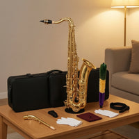 Alto Saxophone Brass Alto Saxophone with Carrying Case Gold Finish Woodwind for Beginners, Students, Music Lessons, Academic Band, Home Practice