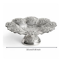 Decorative Serving Dish Silver-Toned Embossed Serving Tray Electroplated Platter for Party Planners, Banquet Tables, Afternoon Tea