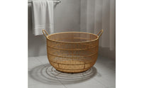 Waterproof Woven Plastic Laundry Basket Sturdy Woven Laundry Basket Ventilated Design Imitation Rattan Storage Bin Handwoven for Bathroom, Bedroom, Living Room