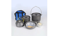 Camping Cookware Set with Kettle Kettle Heavy-Duty Frying Pan for Families, Picnics