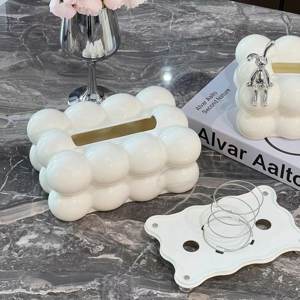 Storage Box and Tissue Box Cover with Bubble Design, Modern Napkin Holder for Home Office, Waterproof Car Tissue Holder
