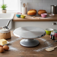 Aluminium Alloy Cake Decorating Turntable Smoothrotating Cake Turntable with Silicone Base Non-Slip Baking Tools Rotating for Bakers