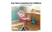 Adjustable Height Creature Face Rolling Stool With Footrest Study Chair Cartoon Design children's Furniture Easy to Clean for Students, Girls, Parents, Barber Shop, Bedroom, Playroom