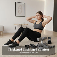Comfortable Foam Padding Suction Cup Sit-up Bar Multi-Surface Use Ab Crunch Instructor with Resistance Bands Sturdy Steel Construction Floor Anchor Sit-up Aid 3-Level Adjustable Height for Beginners, Home Gym