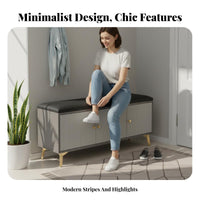 Light Luxury design Shoe Rack Stool Space-Saving Upholstered Ottoman with Shoe Rack Sturdy Construction Entryway Seat Comfortable padding for Families, Apartment Dwellers, Homeowners, Mudroom, Bedroom, Living Room, Closet