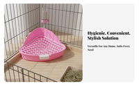 Small Pet Toilet Spill-Resistant Guard Lagomorph Potty with Grate Lagomorph Litter Box Large Capacity Guinea Pig Potty