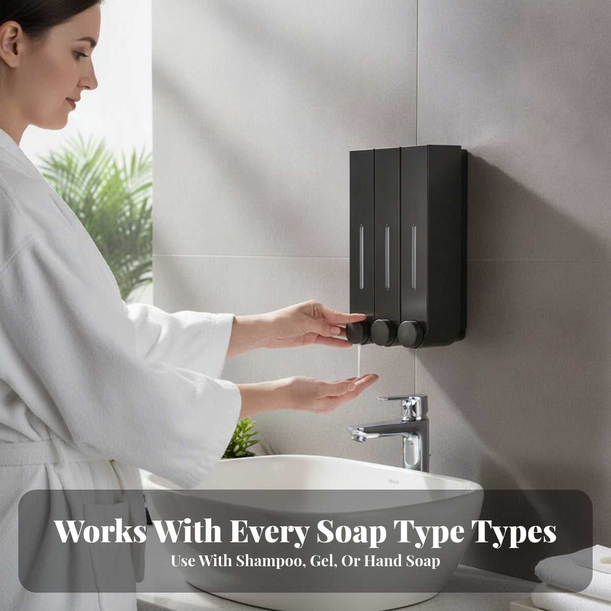 Hard Shell Viewing Panels Wall Mounted Soap Dispenser Easy to Clean Three Chamber Soap Dispenser Bathroom Supply Refillable