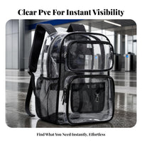 Water-Resistant PVC Backpack Padded Straps Clear Backpack
