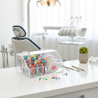 Side Slots Acrylic Oral Storage Holder Hinged Lid Ligature Loop Holder 3.8 Mm Thick Orthodontic Chain Box Transparent