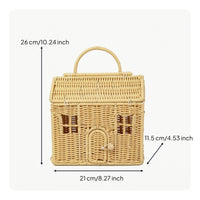 House-Shaped Basket Handwoven Wicker Storage Basket Hand-Woven Decorative for Gift Presentation, Shelf