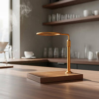 Aluminum Alloy Frame Adjustable Height Coffee Dripper Stand Nordic Aesthetic Adjustable Coffee Dripper Station Minimalist Design Wood Base Pour-over Station Heavy Duty Stability for Baristas, Home Kitchen, Office, Outdoor