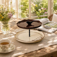 Ceramic Tiered Tray Beaded Post Ceramic Dessert Stand Multi-Purpose