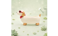 Painted Finish Resin Dachshund Pot Exposed Cavity Dachshund Planter Standing Legs Desktop Planter Small Plants for Desk