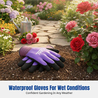 Women's Gardening Gloves, Anti-Puncture, Waterproof, Silicone, Suitable for Flower Planting, Weeding, Floral Protection