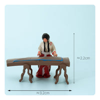 1:64 Scale Pipa Player Miniature Photography Prop Guqin Player Miniature Miniature Scene Decoration Ancient Theme Musician Figurine for Photo Photography, Display Shelf