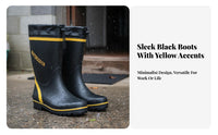 men's Wide Calf Rain Boots Easy on and off Extra Wide Waterproof Work Boots Breathable Lining Shielded Footwear for Farmers, Outdoor, Gardening, Farms
