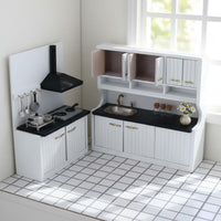 Dollhouse Kitchen Set High Detail Dollhouse Cooking Counter Wooden for Kids