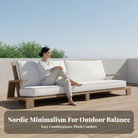Hardwood Wood Frame 4-Piece Wooden Sofa and Chair set Weather-Resistant Outdoor Furniture Sturdy Construction Patio Seating Group Plush paddings for Homeowners, Garden lovers, Families, Balcony, Backyard, Terrace, pool area