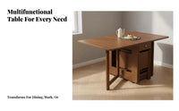 Foldable Dining Table Multi-Functional Solid Wood Dining Table Versatile Use for Small Apartment Residents, Couples, Kitchen, Living Room, Home Office