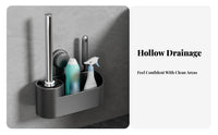 Wall Mounted Toilet Brush Drill Installation Toilet Brush and Holder Set Complete Storage Suction Cup Cleaning Holder for Renters, Apartment