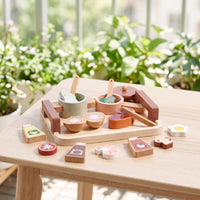 Wooden Pretend Culinary Set with Tray Montessori Fruit and Produce Toy Bright Colors Pretend Culinary Set with Tray