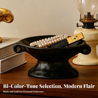 Smooth doubleEar Tray Black Jewelry Tray Small Item Organizer Trinket Dish Decorative