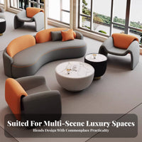 curved-Shaped Couch Curved Shape Upholstered configurable Sofa Luxurious Design business-grade Furnishing for distinguished guests, Adults, Sales Office, Waiting Room, Apartment