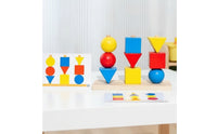 Shape Sorting and Stacking Toy Brightly Colored Geometric Stacking Toy Colorful
