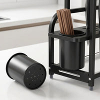 Stainless Steel Cutting Board & Knife Rack, Holds 4-5 Pieces, With Scissors Hook, Countertop Placement