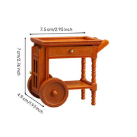 1:12 Dollhouse Handcart with Wheels Dollhouse Serving Cart Miniature Furniture for Model Hobbyists