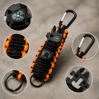 Outdoor Emergency Paracord Multifunction Tool Kit with Compass & Whistle for Hiking, Climbing, Fishing & Survival